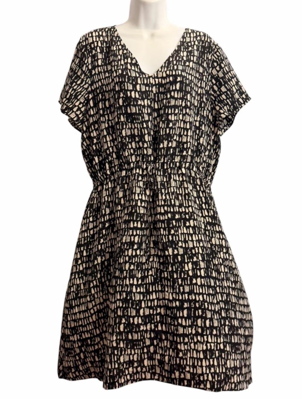 Eileen Fisher Silk Seraglio Printed Drawstring Dress Size Large